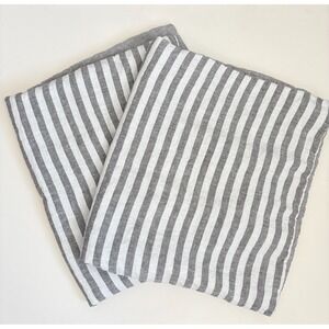 Parachute Linen King Shams Gray Ivory Striped Set of 2